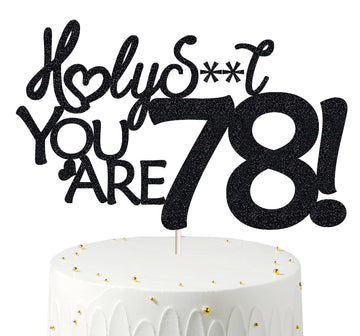 78 Cake Toppers, 78 Birthday Cake Toppers-Black Glitter, Funny 78th Cake Topper for Men For Women, 78th birthday decorations,78t