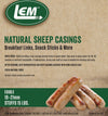 LEM Products Natural Sheep Casings, 19-21mm, Edible Sausage Casings, Stuffs Approximately 15 Pounds, Great for Snack Sticks, Bre