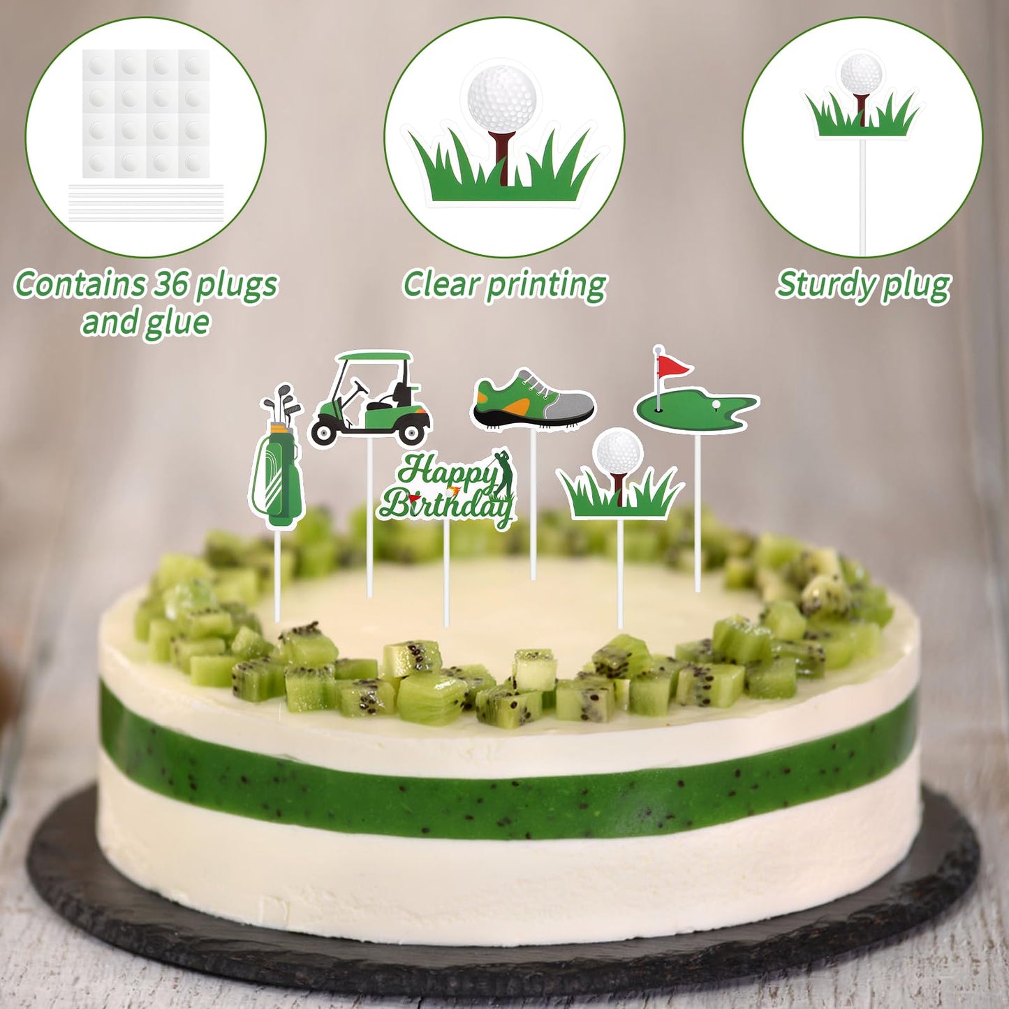 36Pcs Golf Cupcake Toppers Kit, Trophy Golf Ball Shoes Carts Bag Lawn Cupcake Picks Golf Sports Themed Birthday Party Supplies Decorations Decor For Men Baby Shower Birthday Gatherings