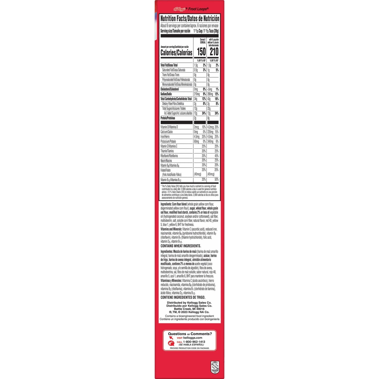 Kelloggs Froot Loops Breakfast Cereal, Good Source of Fiber, 15g Whole Grain, 8.9 oz