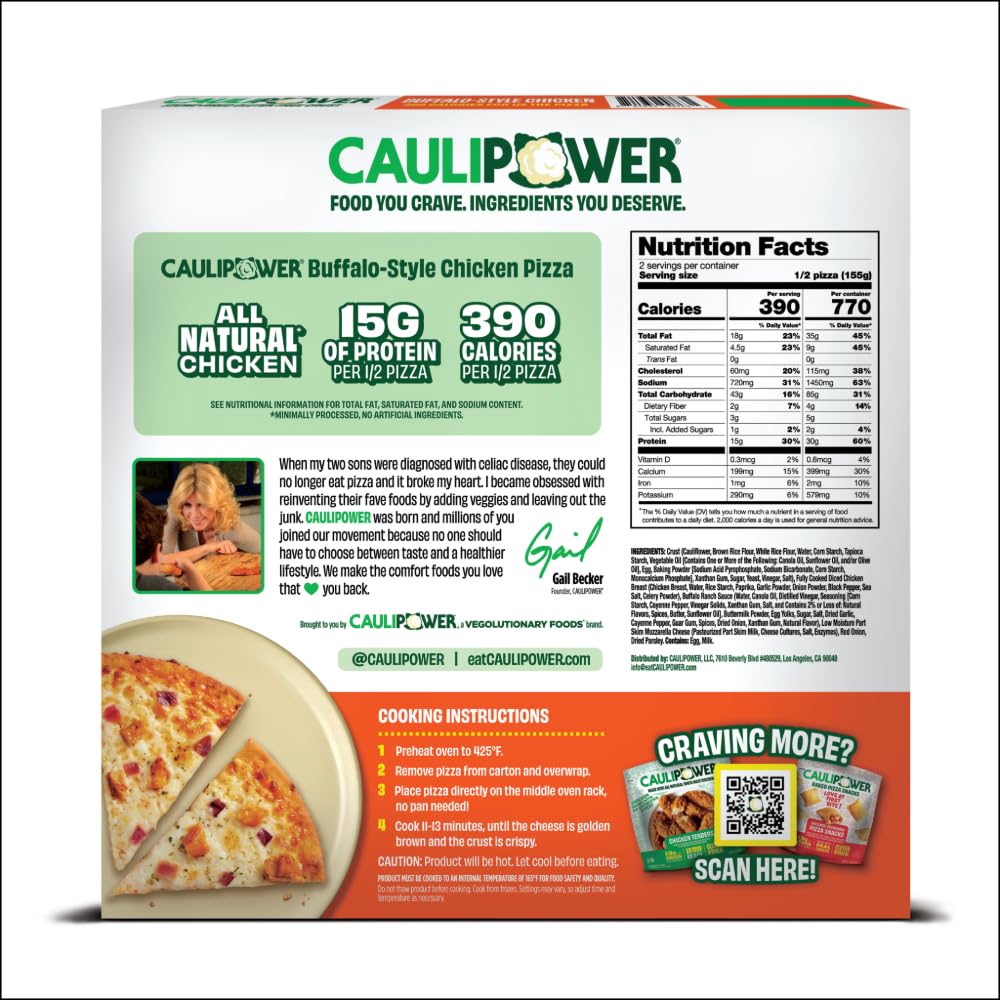 CAULIPOWER Buffalo-Style Chicken Stone-fired Cauliflower Crust Pizza, 10.9 oz