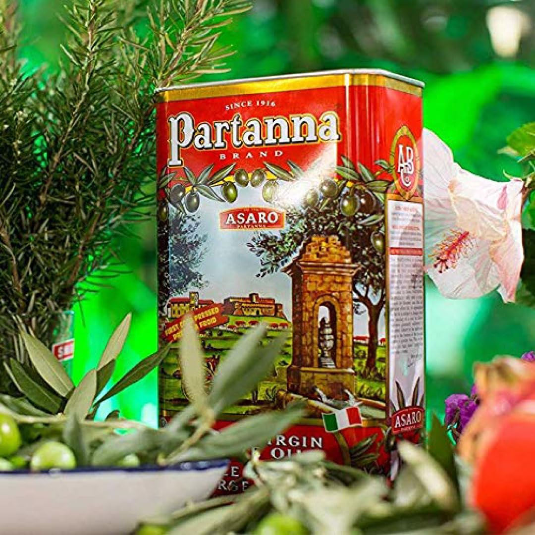 Partanna Extra Virgin Olive Oil - Monovarietal, First Cold Pressed - 101 fl oz Tin - Authentic Italian from Sicily