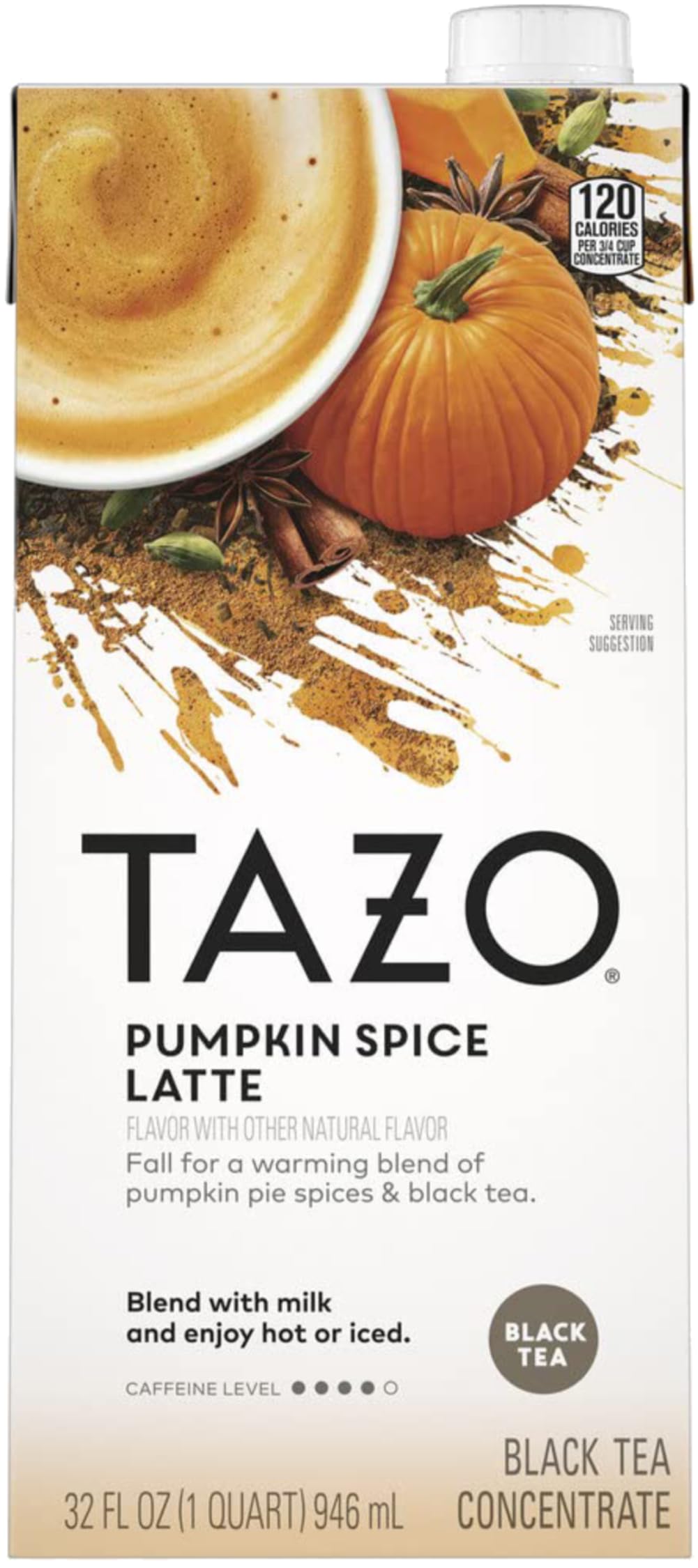 Tazo Pumpkin Spice Latte Black Tea Concentrate, 32 Oz (Pack Of 2) With Coasters
