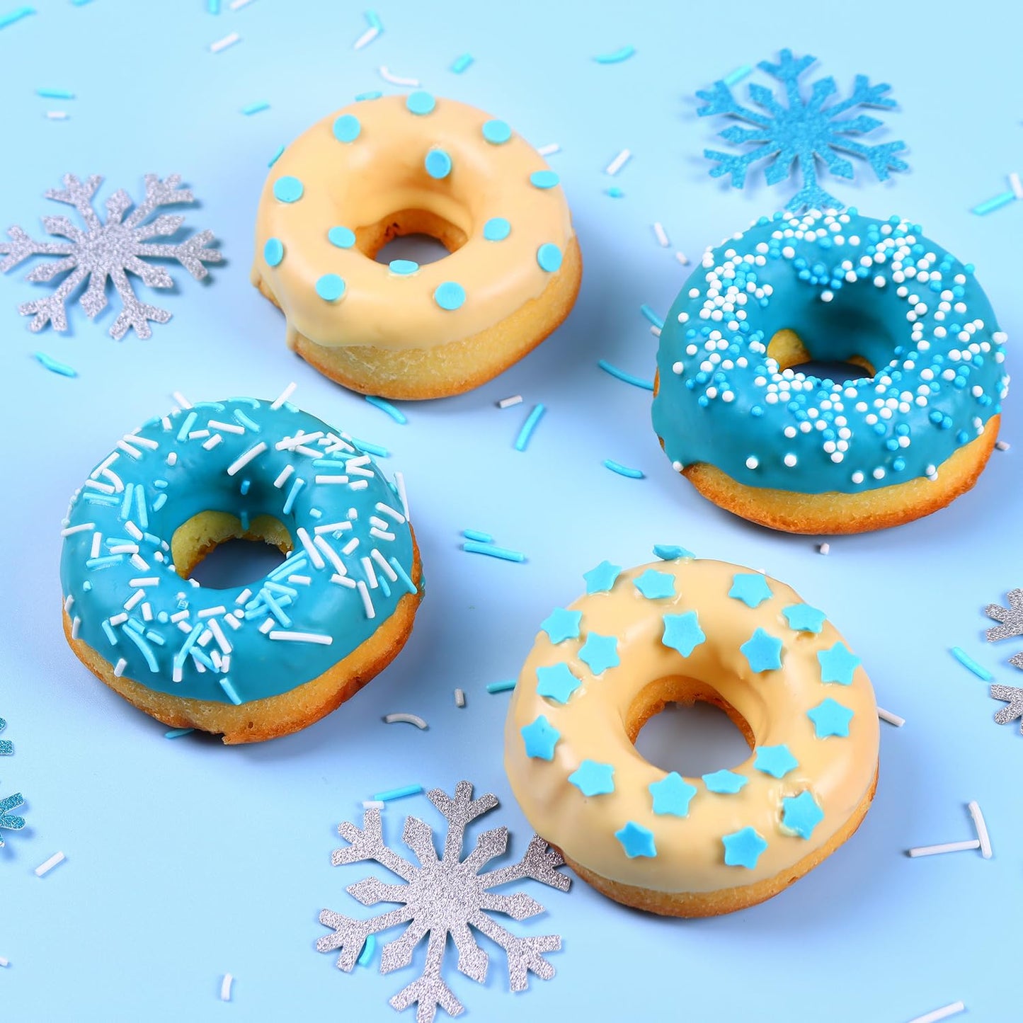 Blue Sprinkles Set, Edible Winter Sprinkles For Cake Decorating, White Nonpareils Sprinkles For Cupcake Toppers Baking Cookies I