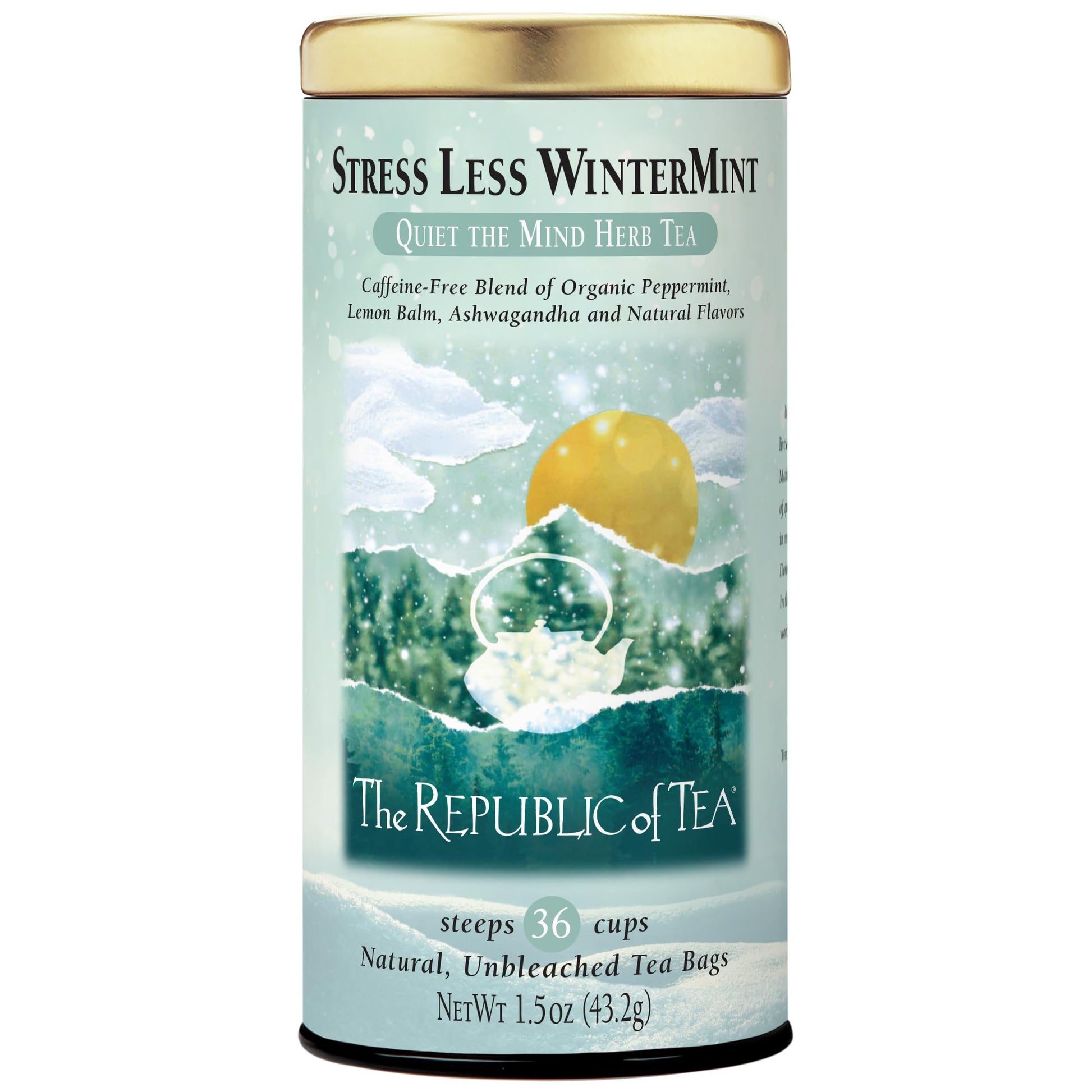 The Republic of Tea Stress Less WinterMint Herb Tea, Caffeine-Free, 36 Tea Bags