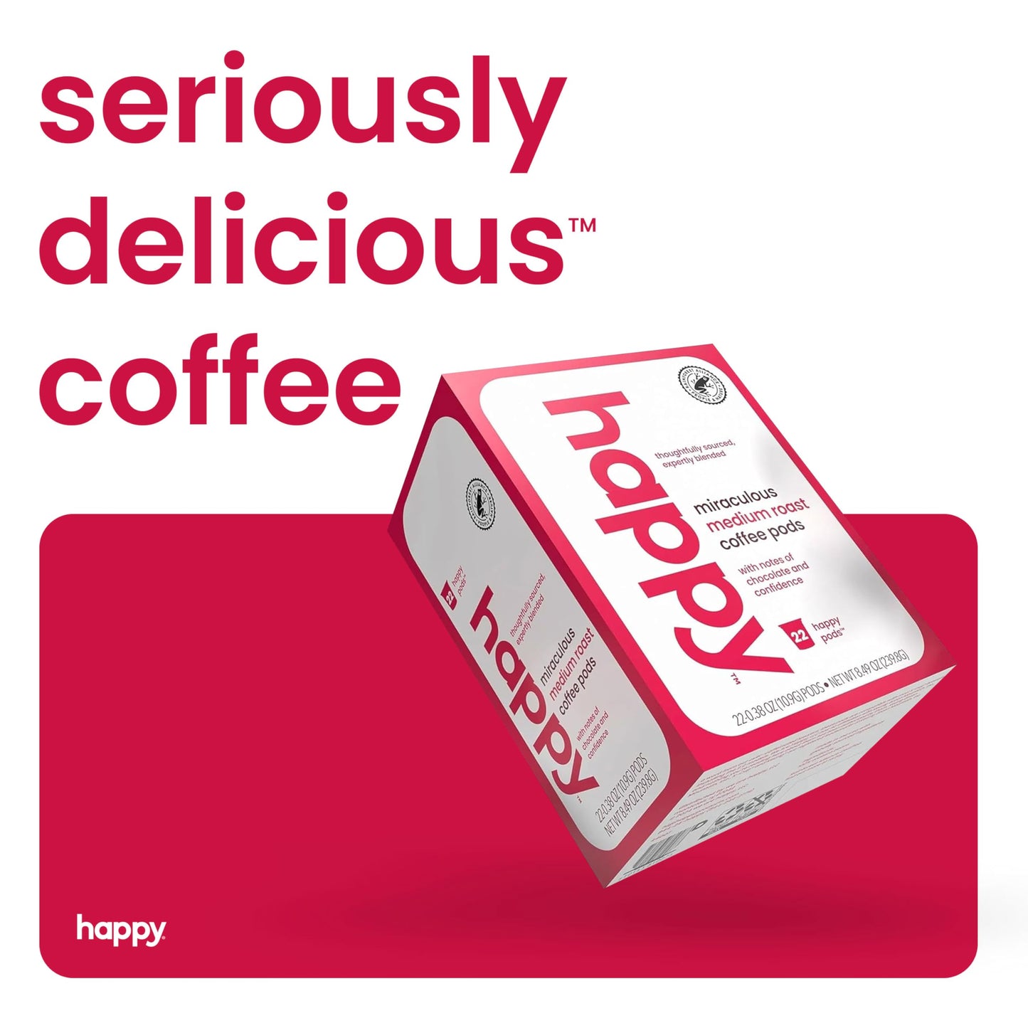 We Are Happy Medium Roast Coffee Pods, 22 Count, Notes of Chocolate & Confidence, Compatible with K-Cup malt-inspired