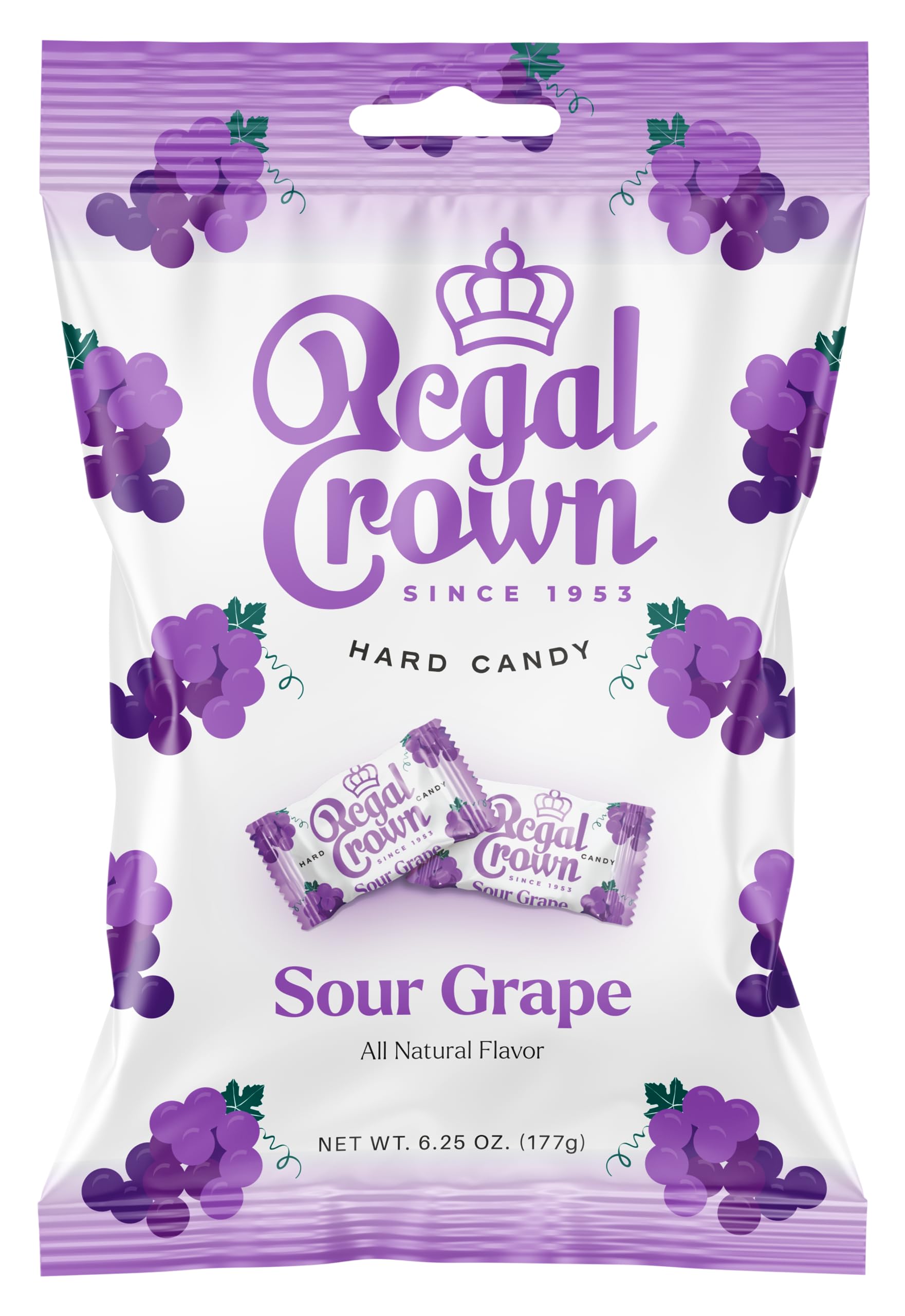 Regal Crown Sour Grape Candy | Traditional Sour Grapes Candy | Tart and Tangy Old Fashioned Sour Grape Hard Candy Brought To You