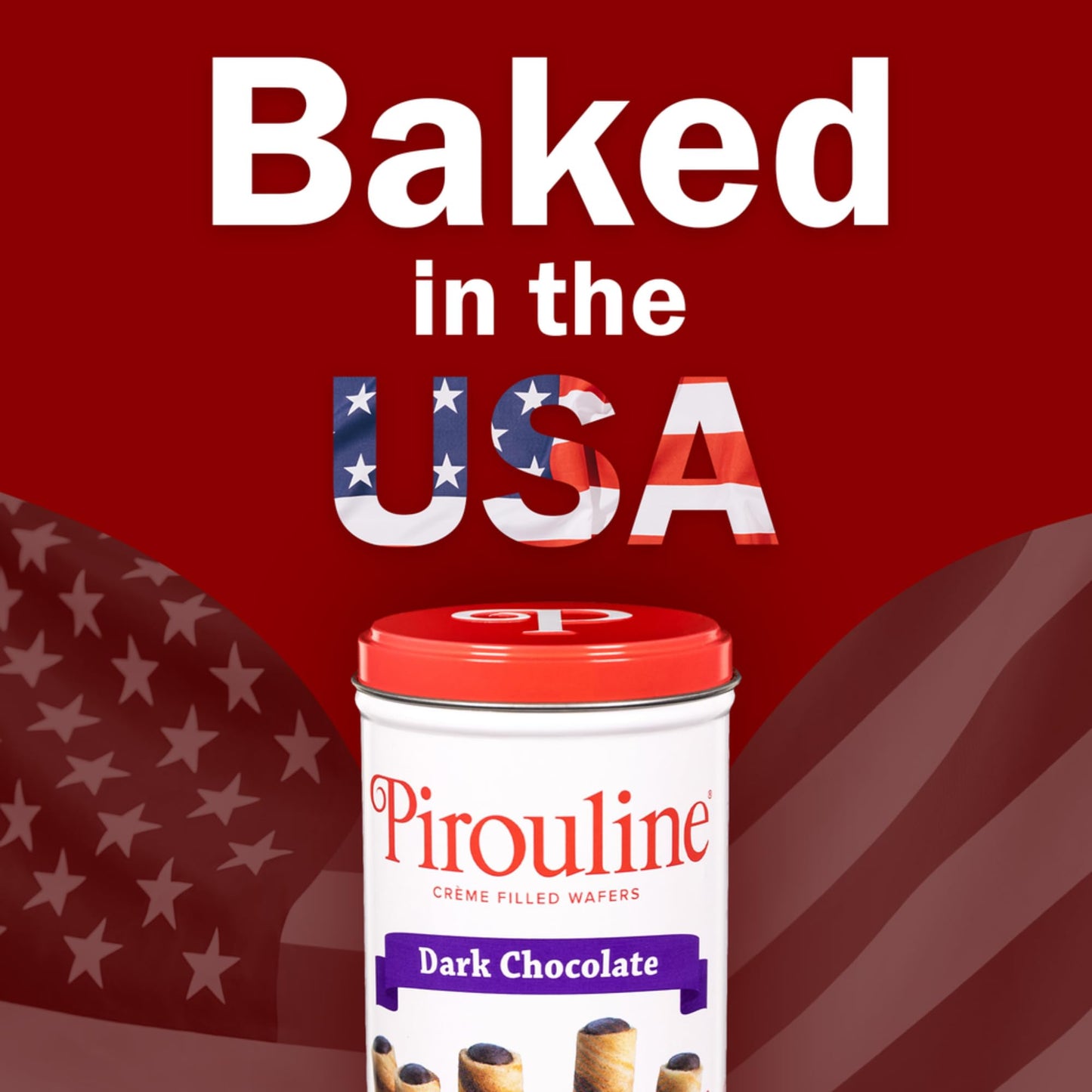 Pirouline Rolled Wafers, Dark Chocolate, Crème Filled, 3.25oz Tin 4pk, 6x6x4 inches