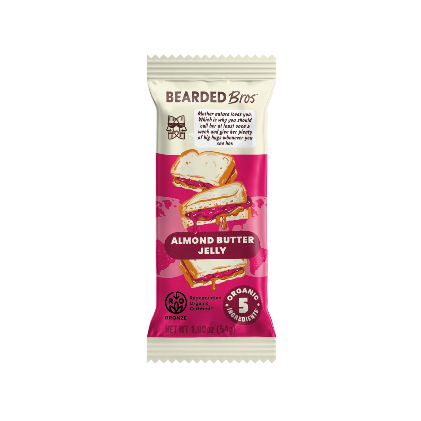 Bearded Brothers Organic Vegan Protein Energy Bars, Almond Butter Jelly, Gluten Free, Paleo, 10 Pack