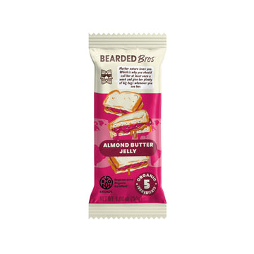 Bearded Brothers Organic Vegan Protein Energy Bars, Almond Butter Jelly, Gluten Free, Paleo, 10 Pack