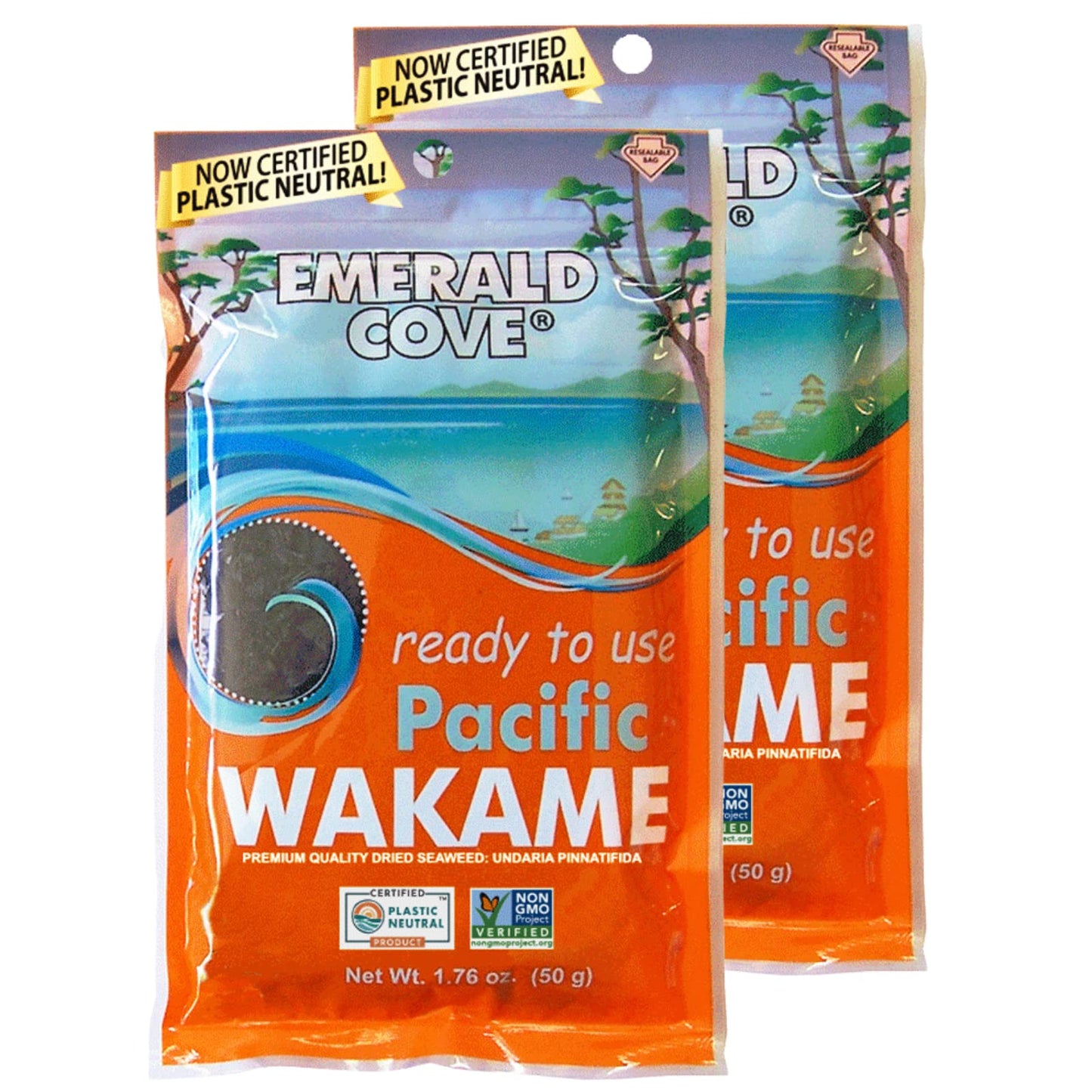 Emerald Cove Pacific Wakame, Dried Sea , Non-Gmo, Naturally Gluten-Free, Resealable Bag, 1.76 Oz (2 Pk)
