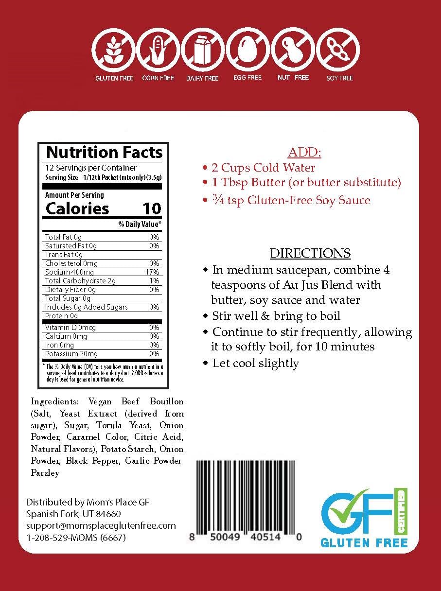 Moms Place Gluten-Free & Dairy Free Au Jus Mix, Vegan, Nut & Soy Free, 1.4 Oz.