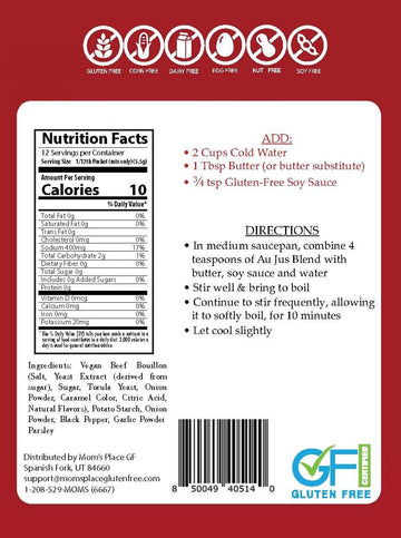 Moms Place Gluten-Free & Dairy Free Au Jus Mix, Vegan, Nut & Soy Free, 1.4 Oz.