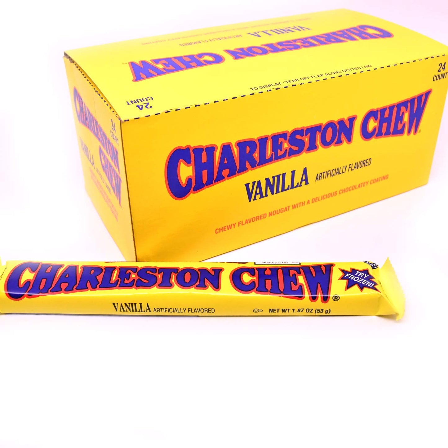 Tootsie Roll Charleston Chew Vanilla Flavor Bars, 24-Pack, 1.88-Oz Each, Total 2.82 Pounds