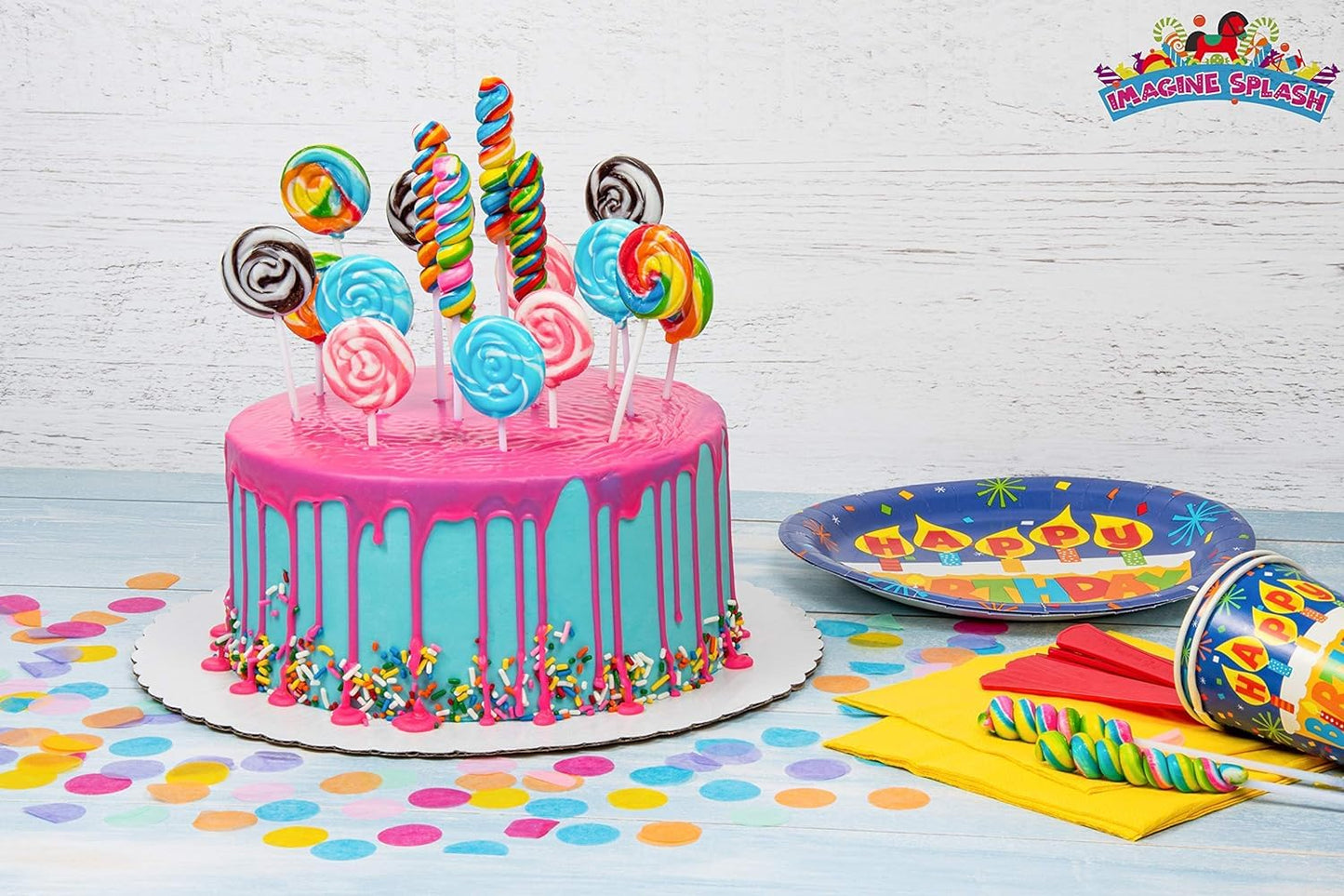 Rainbow Twisty Pops - 40 Pieces - Lollipop Birthday Party Favors Individually Wrapped