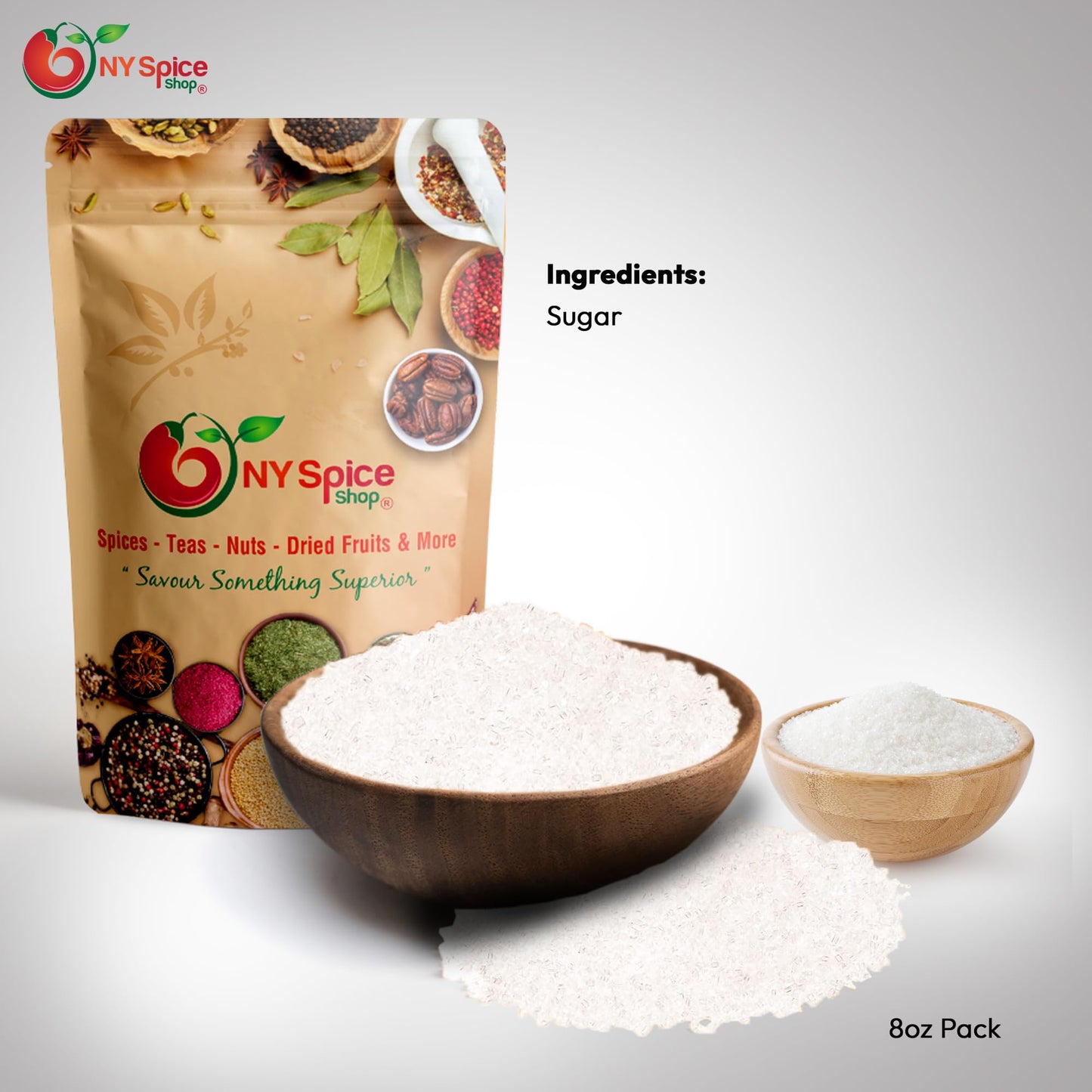 Ny Spice Shop White Sanding Sugar For Memorial Day - 8 Ounce Sweet Colorful Edible Sprinkles For Candy Dish - Chocolate Sprinkle