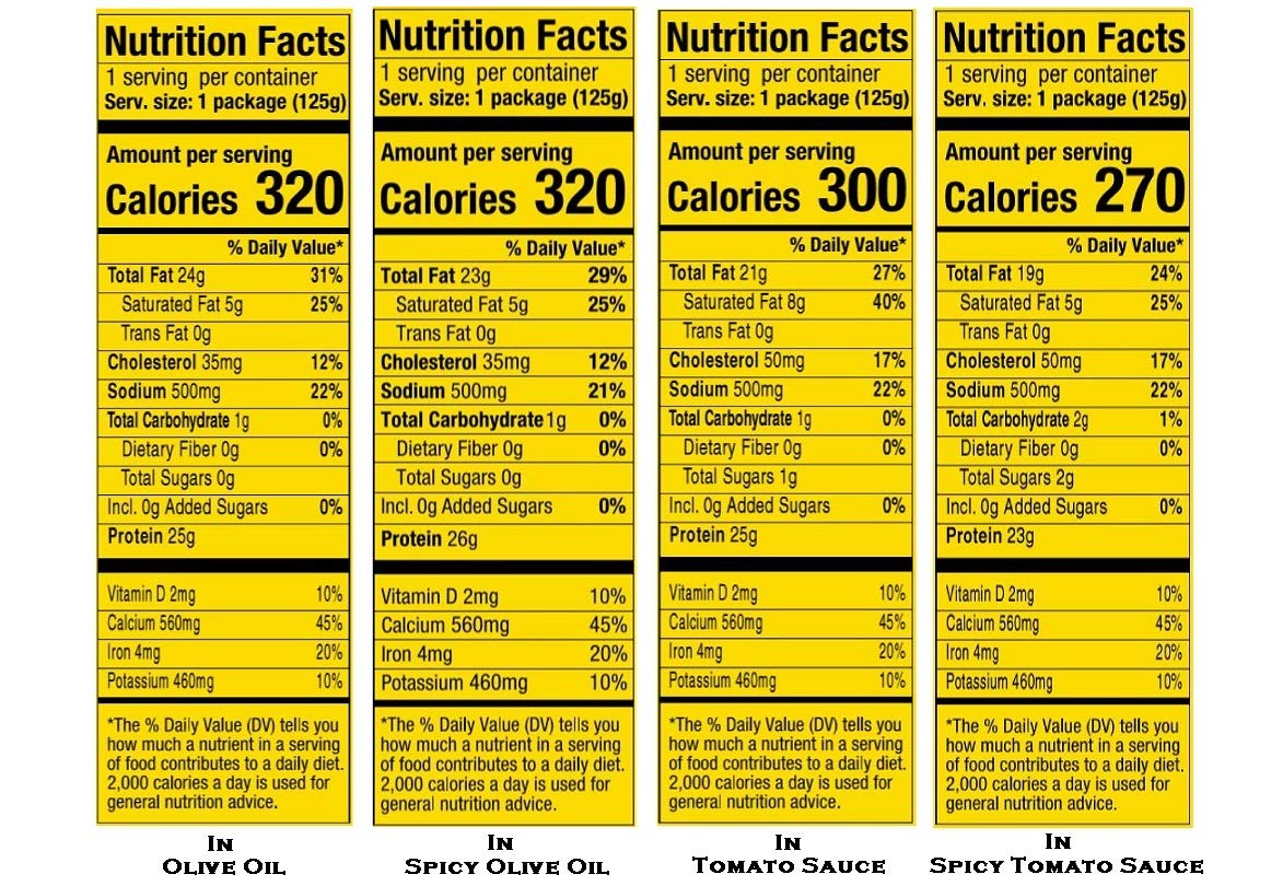 Nuri Portuguese Sardines Variety Pack | 4 Pack Bundle | One Of Each | Pure Olive Oil, Spiced Pure Olive Oil, Tomato And Olive Oi