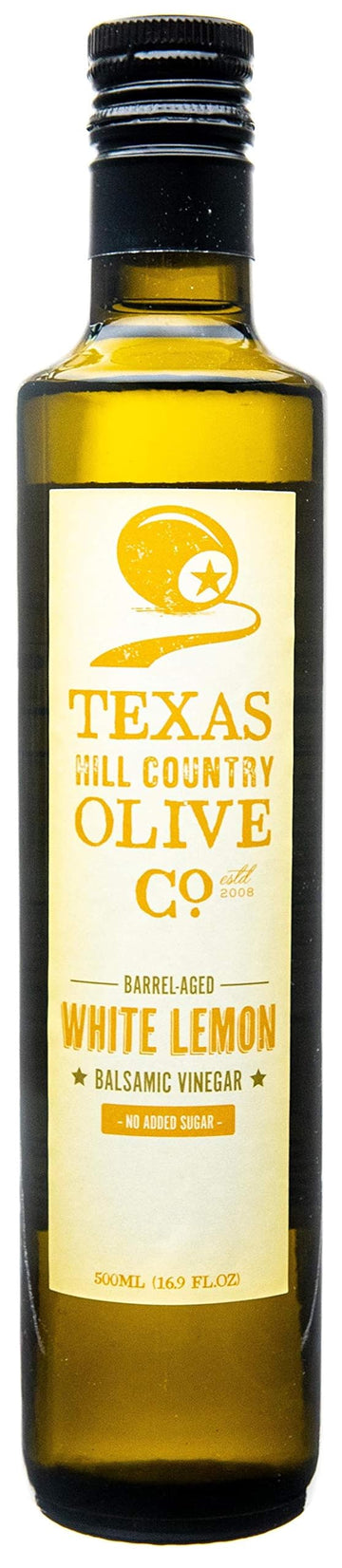 TEXAS HILL COUNTRY OLIVE CO. White Lemon Balsamic Vinegar - Gourmet Barrel Aged - 16.9 Fl Oz