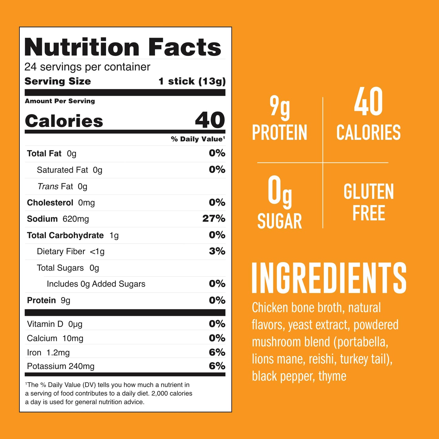 LonoLife Mushroom Chicken Bone Broth Powder Mix | 10g Protein | Collagen-Rich, Keto & Paleo Friendly | Natural Ingredients | 24