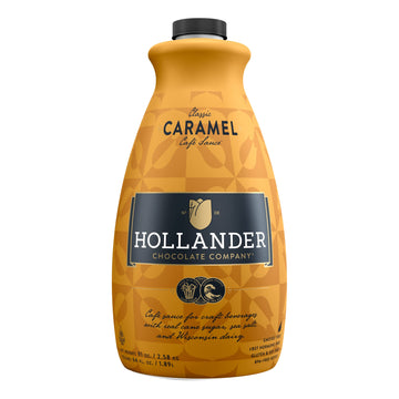 Classic Caramel Caf   Sauce by Hollander Chocolate Co. | Net Wt. 91oz / 64 fl Oz. Large Bottle | NO Pump Included