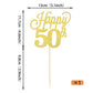 YCTHUNFISH 50th Birthday Cake Topper Black Glitter Number 50, Bamboo Material, Gold Color, Party Supplies for 50th Anniversary Celebrations