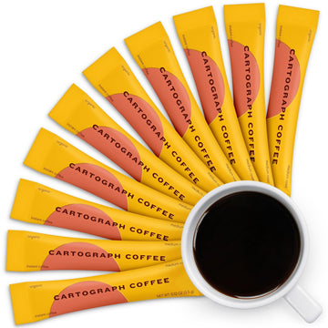 CARTOGRAPH COFFEE Organic Instant Coffee Packets - Medium Roast Espresso - 10PK (0.12 Ounce Each) - Freeze Dried Gourmet Coffee