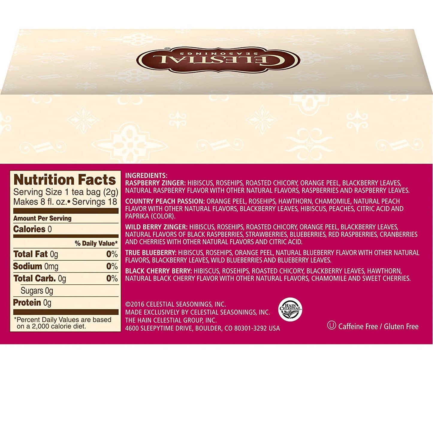 Celestial Seasonings, Tea Zngr Fruit Sampler, 18 Bg, (Pack Of 6)