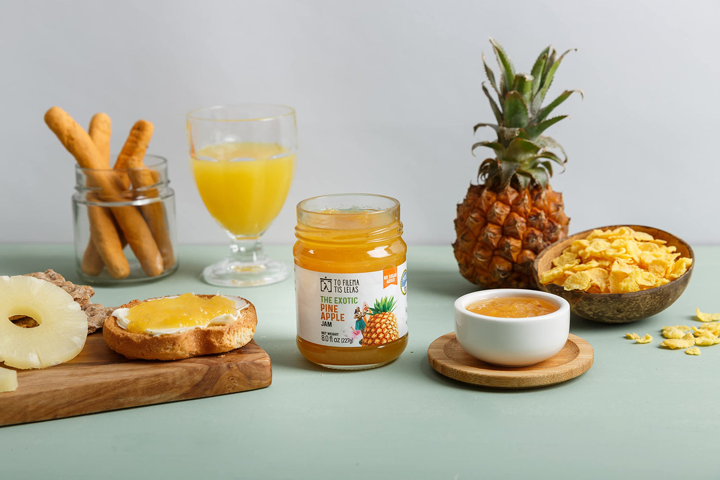 Pineapple Jam - 8 Fl. Oz - No Sugar Added Natural Sweetness Taste - Made In Greece, No Preservatives, Gluten Free Pineapple Jam