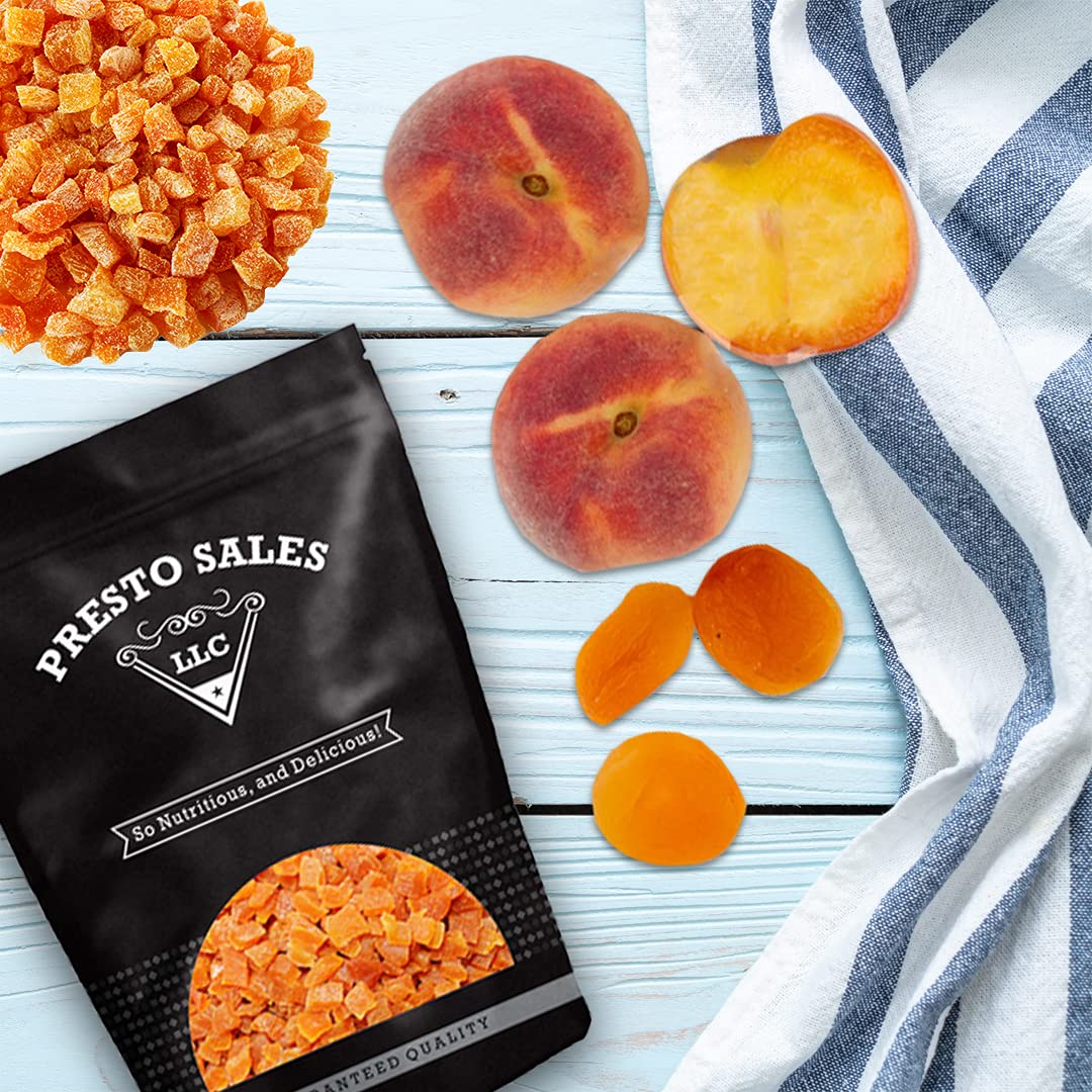 Presto Sales Apricot, Fancy Chopped, Sweet Turkish, 32 Oz. | No Added Sugar, Dried Fruit, Snack | Dietetic, Vegan, Intense Flavor, Burst Of Energy, 1 Choice | Resealable 2 Lbs. Bag