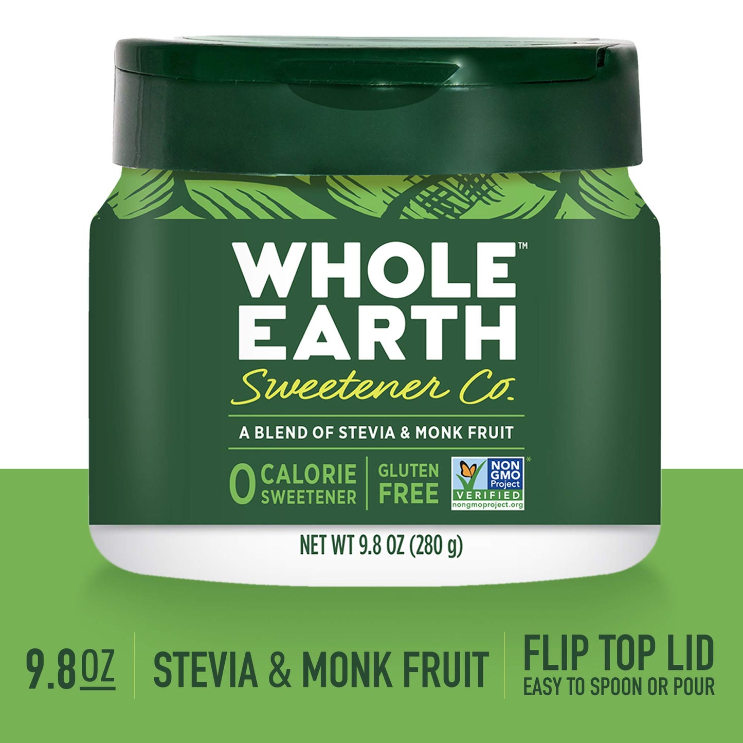 Whole Earth Stevia & Monk Fruit Sweetener, 9.8 Ounce Jar, Limited Edition, Model 20021655