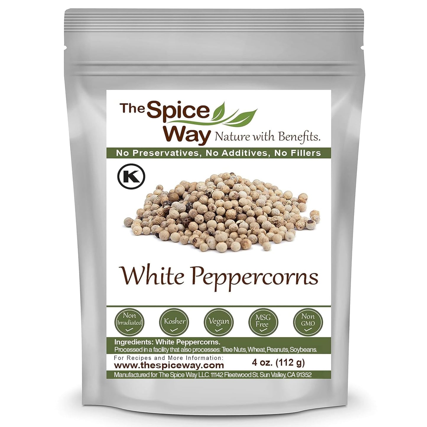 The Spice Way White Peppercorns - 4 oz - Pack of 1