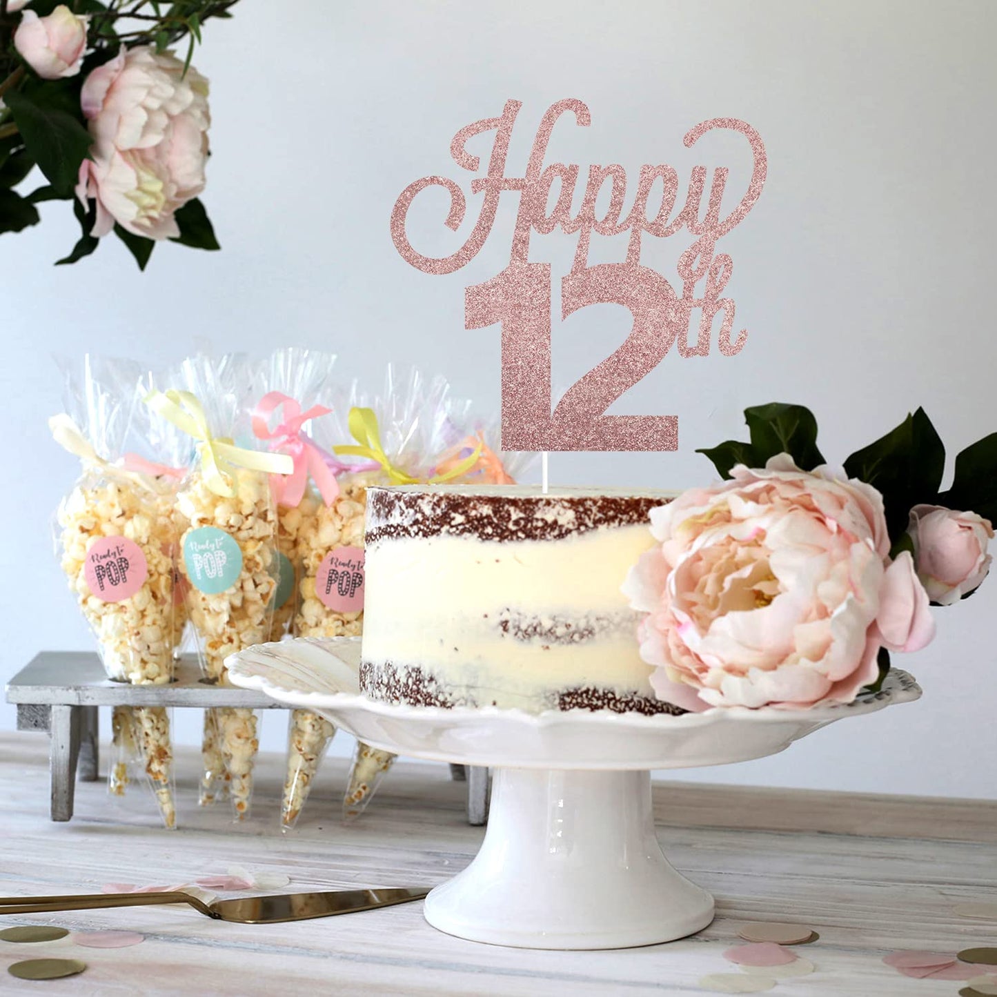 Lingteer Happy 12Th Birthday Cake Topper - Cheers To 12Th Birthday Twelve Years Old Birthday Party Cake Decorations Sign.