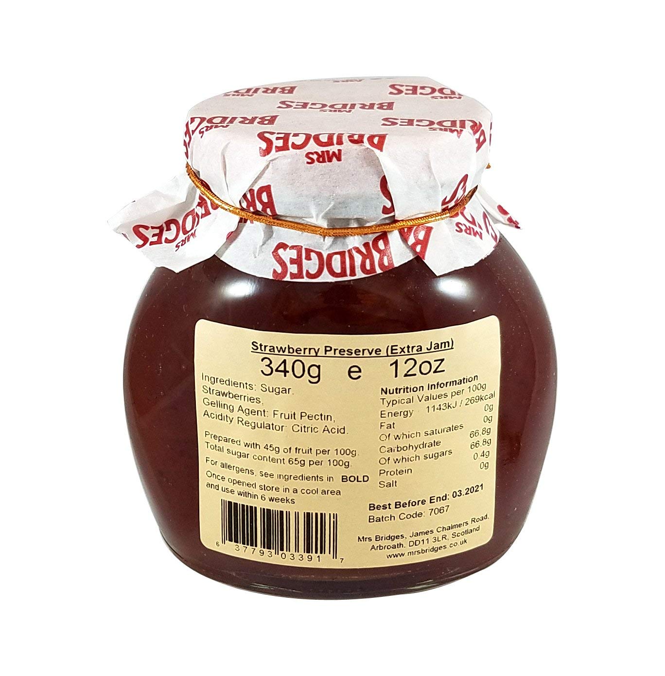 Mrs Bridges Strawberry Preserve, Made In Scotland, 12Oz Jar (Pack Of 1)
