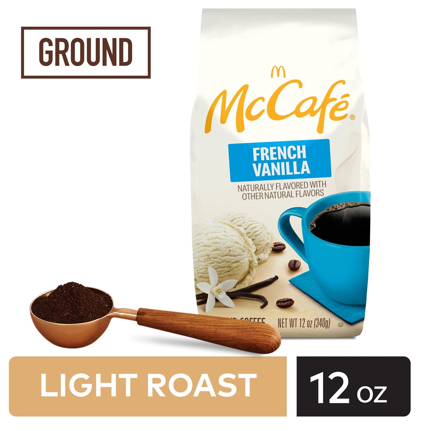 Mccafe French Vanilla, Flavored Light Roast Ground Coffee, 12 Oz Bag