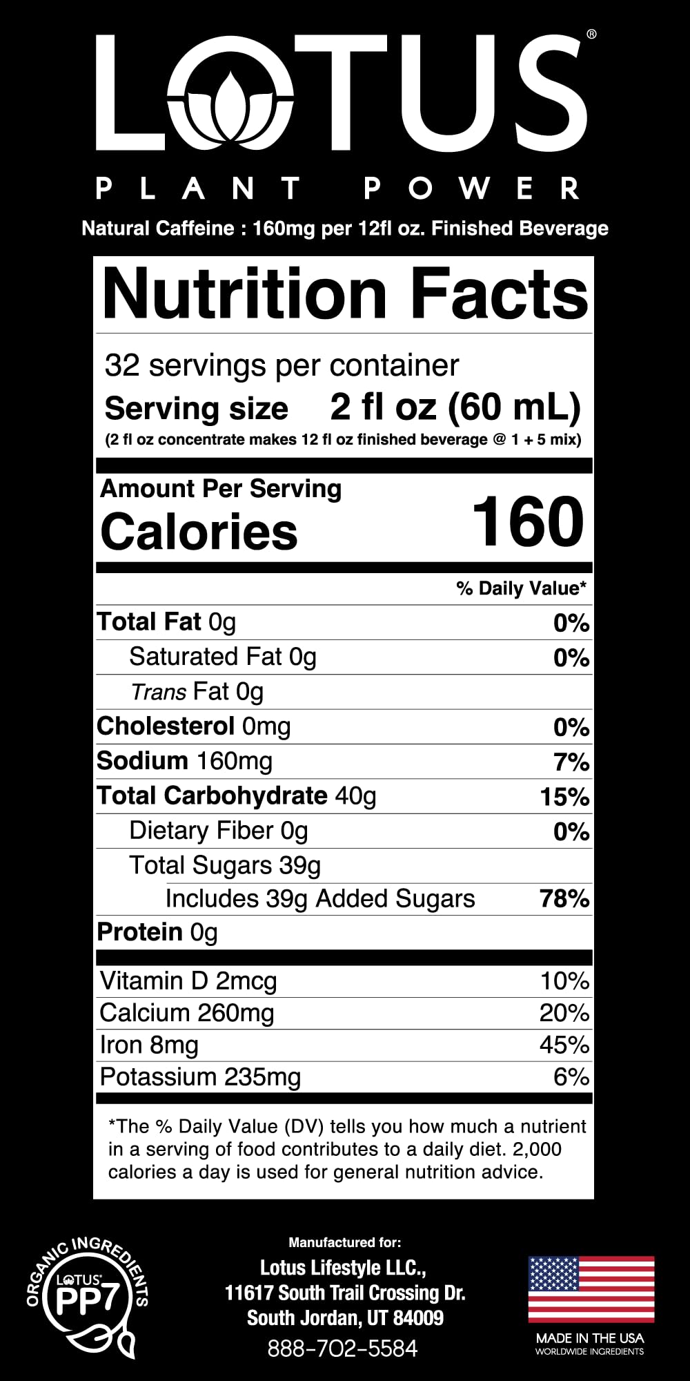 Lotus Plant Power Ruby Red Cascara Energy Drink Concentrate, Natural Caffeine, 64 fl oz, Pure Cane Sugar