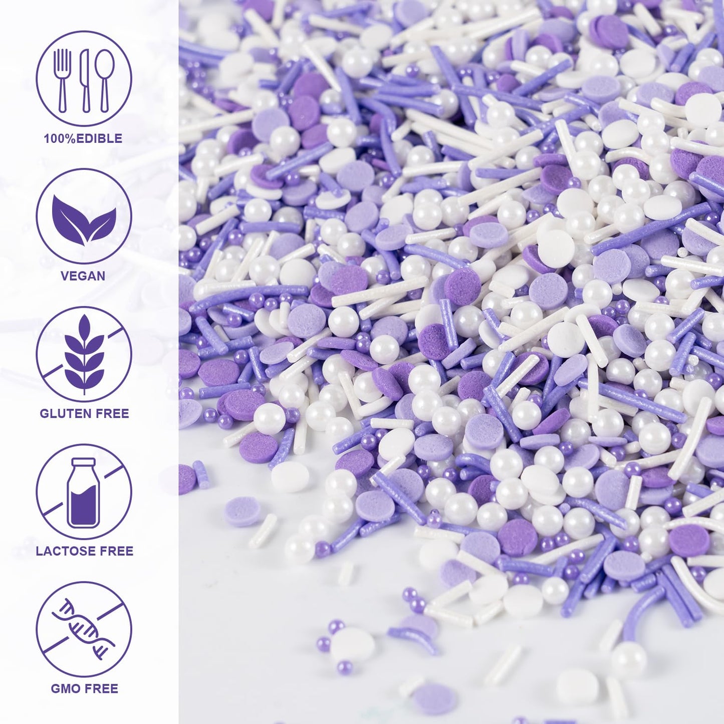 Purple Sprinkles For Cake Decorating Edible Purple Confetti Sprinkles Topper For Cookie Cupcakes, Candy, Cream, Chocolate Cake D