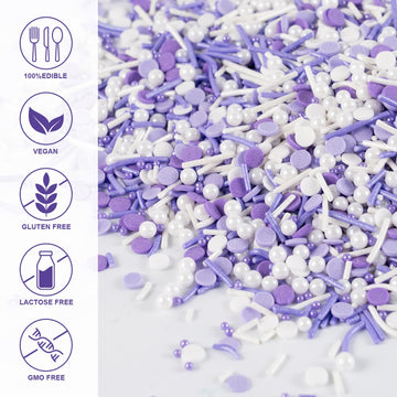 Purple Sprinkles For Cake Decorating Edible Purple Confetti Sprinkles Topper For Cookie Cupcakes, Candy, Cream, Chocolate Cake D