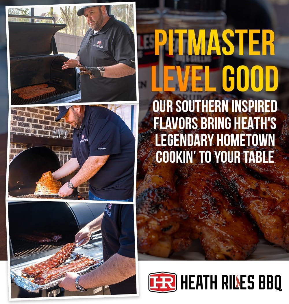 Heath Riles BBQ Rub - Parmesan Garlic Seasoning, 8 oz. - Champion Pitmaster Recipe for smoky aroma & Grilling