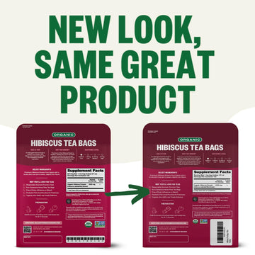 FGO Organic Hibiscus Tea Bags, Caffeine Free, 100 Count, Eco-Conscious Packaging, Pack of 1