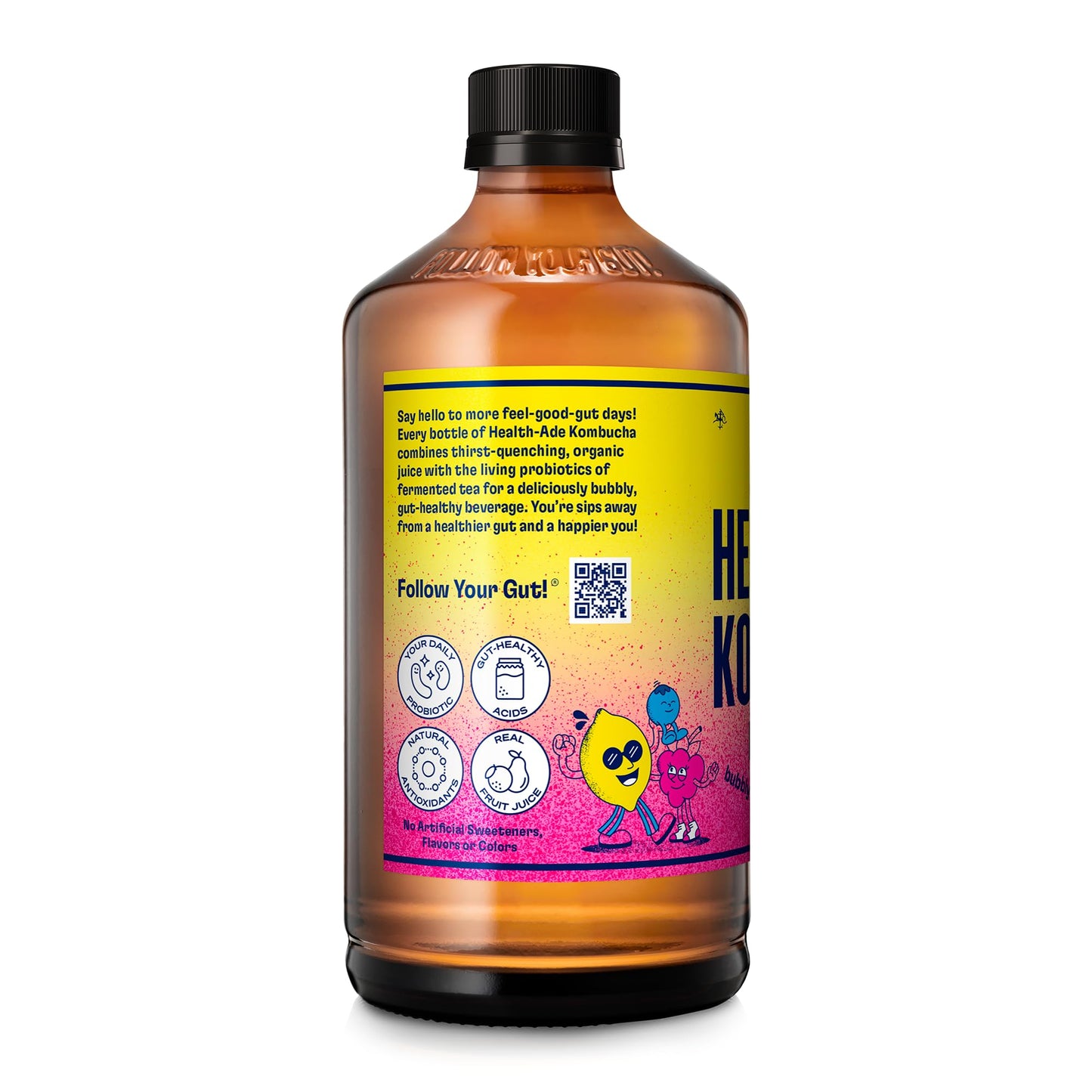 Health-Ade Kombucha Tea, Organic Fermented Drink, Non-GMO, Vegan, Gluten Free, 12 Pack, 16 Fl Oz Bottles, Berry Lemonade
