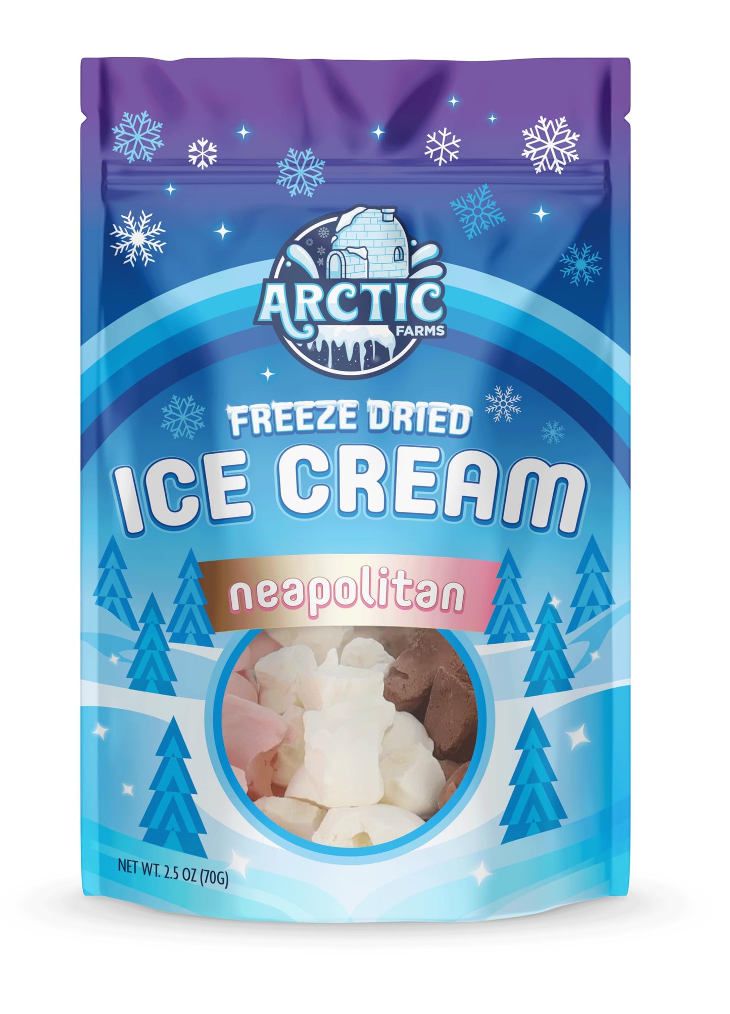 Arctic Farms Freeze Dried Ice Cream Bits Bagged And Boxed - Does Not Melt (Neapolitan Mix, 2.5Oz)