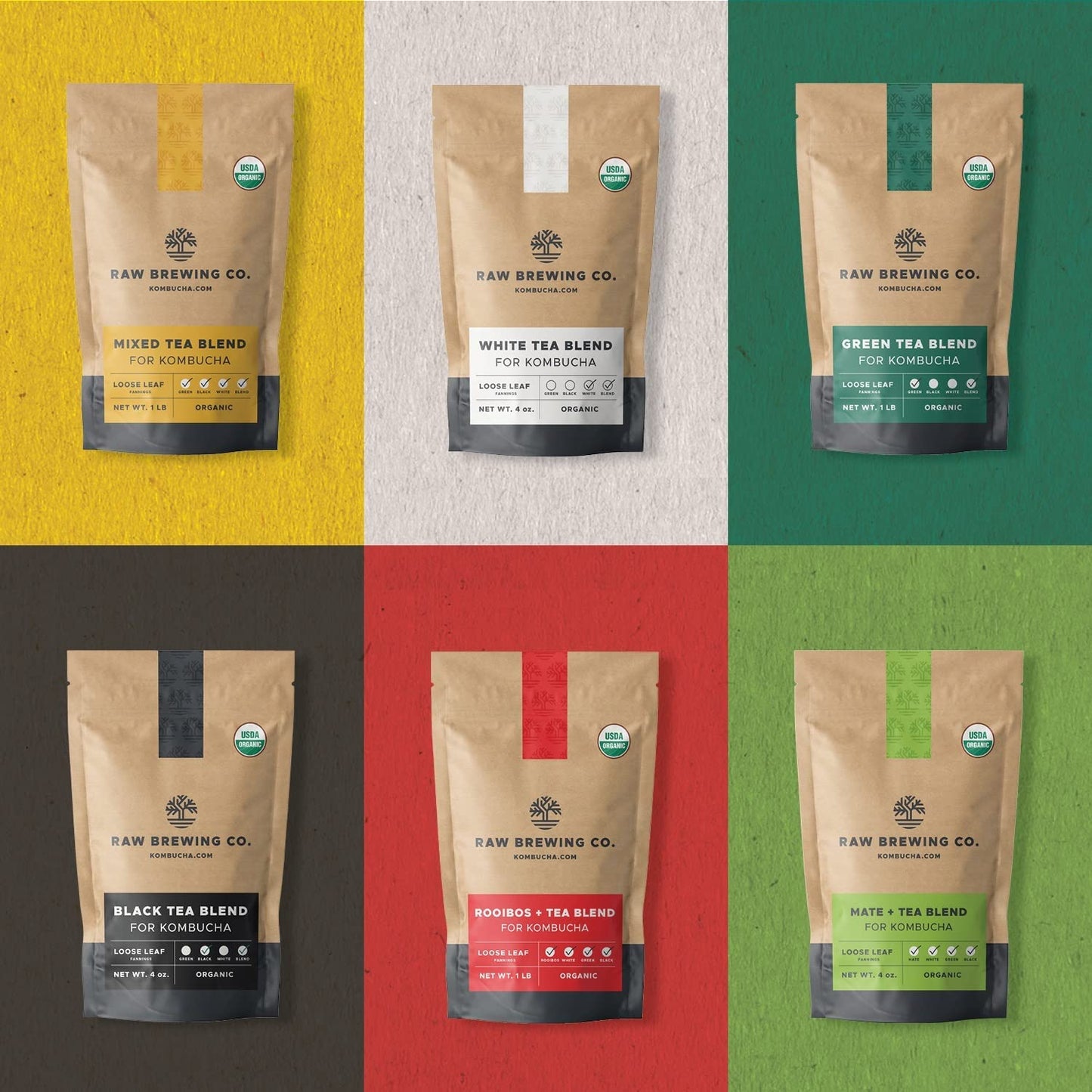 Raw Brewing Company Kombucha Starter Kit with Gaia & Honey Scoby, 6 Flavor Tea Pack, 7 Flavor Brew Booster, 84 Ounce