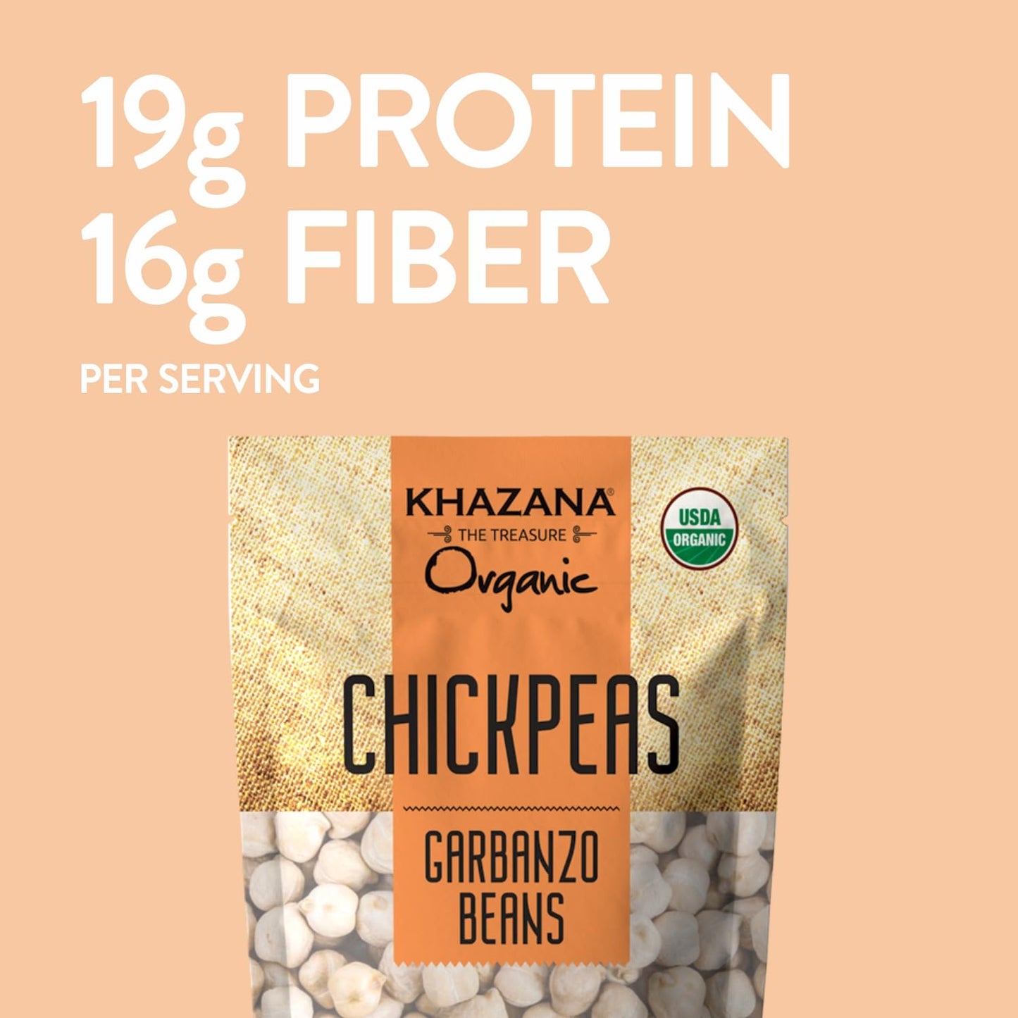 Khazana Organic Chickpeas 4Lb - Garbanzo Beans | Non-Gmo, Gluten Free & Kosher | Authentic Lentils From India