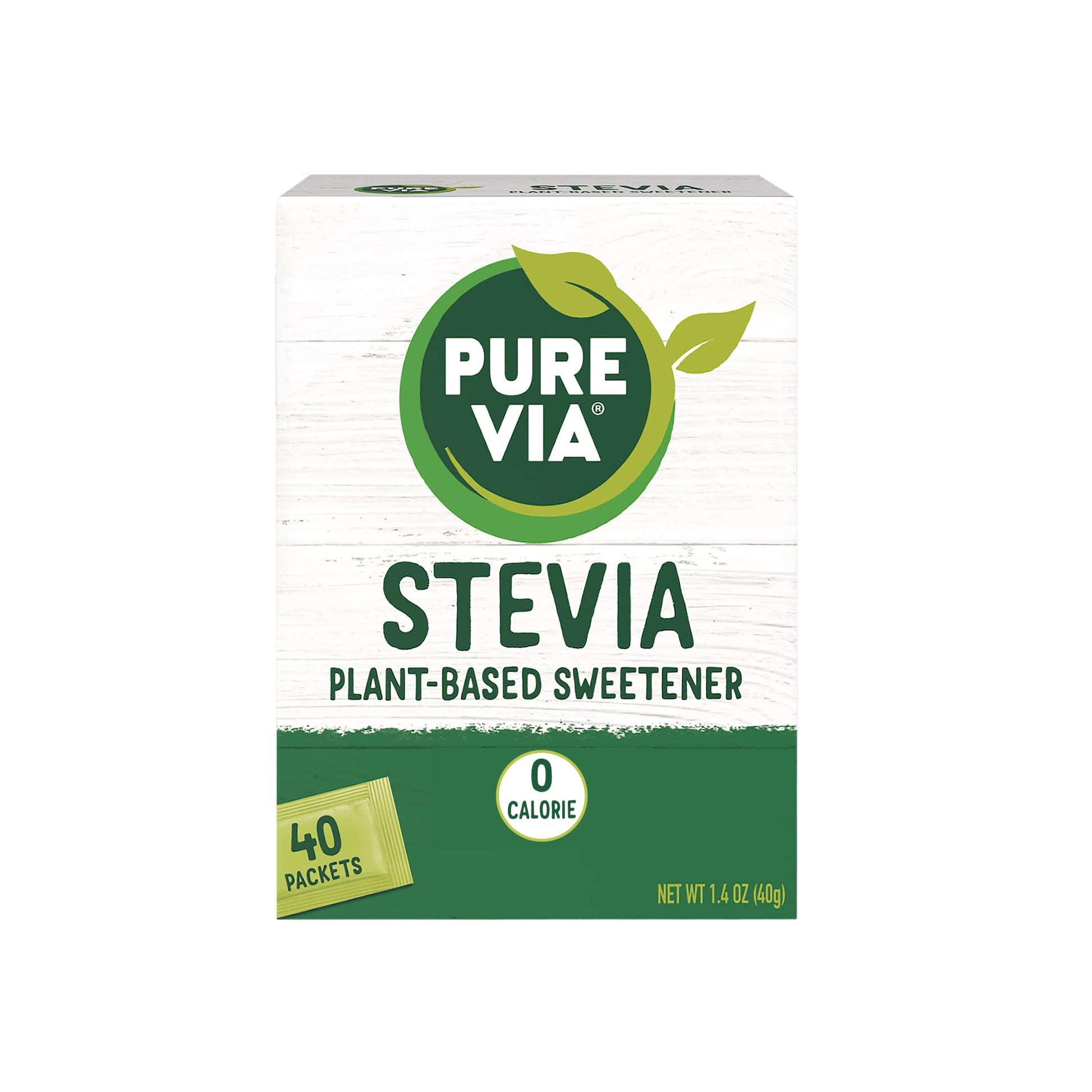 Pure Via Stevia Sweetener Packets, Sugar Substitute, Natural Sweetener, No Erythritol, Zero Calorie Natural Sweetener Packets, 4
