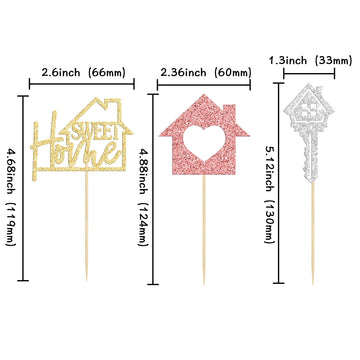 Gyufise 24 Pack Sweet Home Cupcake Toppers Glitter Key Housewarming Cupcake Picks For Welcome New Home Theme Party Cake Decorati