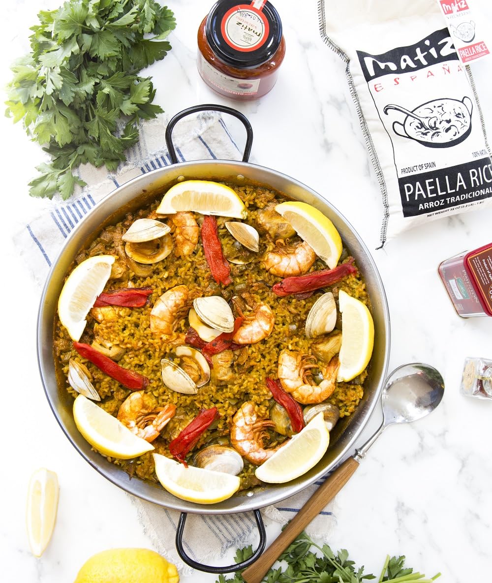 Matiz Valenciano Paella Rice from Sdiscomfort-reducing | Traditional Spanish Medium-Grain | Risotto  Arrs Negre  Seafood Dishes | Natural Flavor | Soy and Gluten Free (2 x 2.2 lbs)