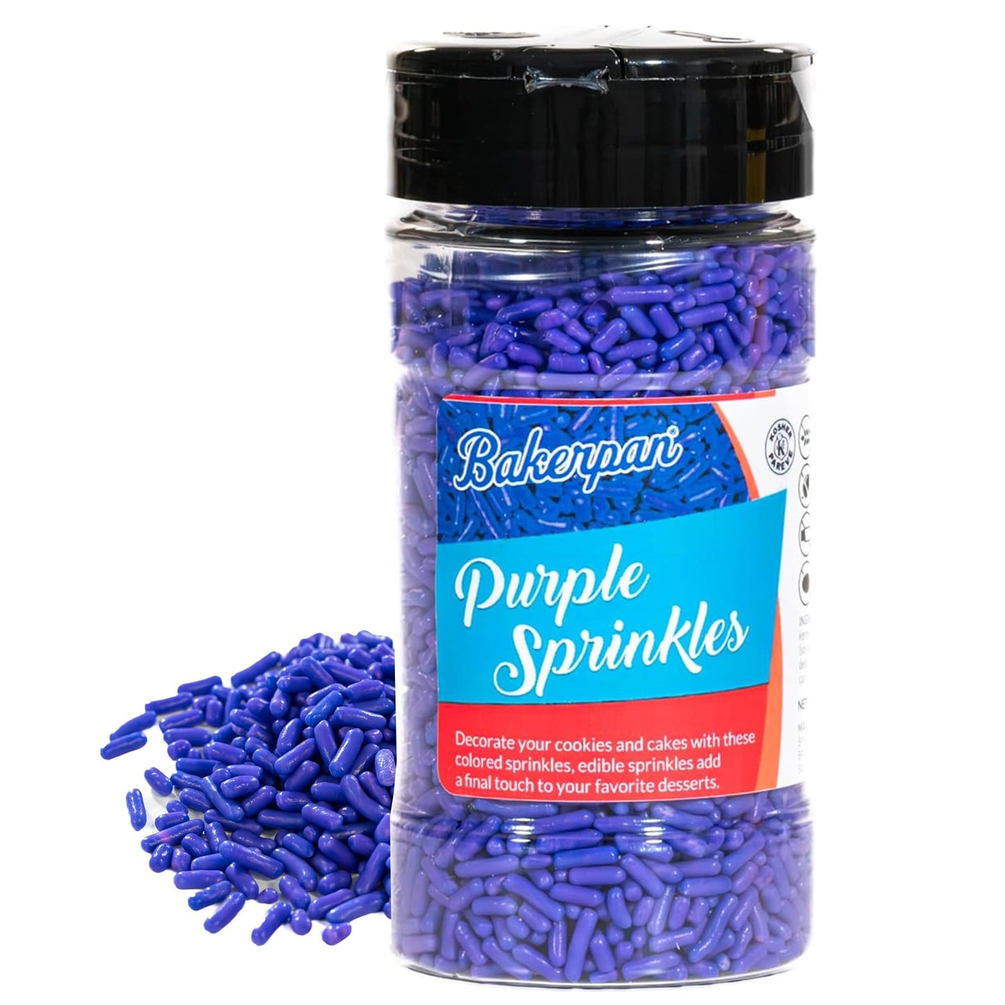 Bakerpan Purple Jimmies Sprinkles - 6 Ounces Purple Sprinkles for Cake Decorating - Edible Sprinkles for Cupcakes, Ice Cream, Ca