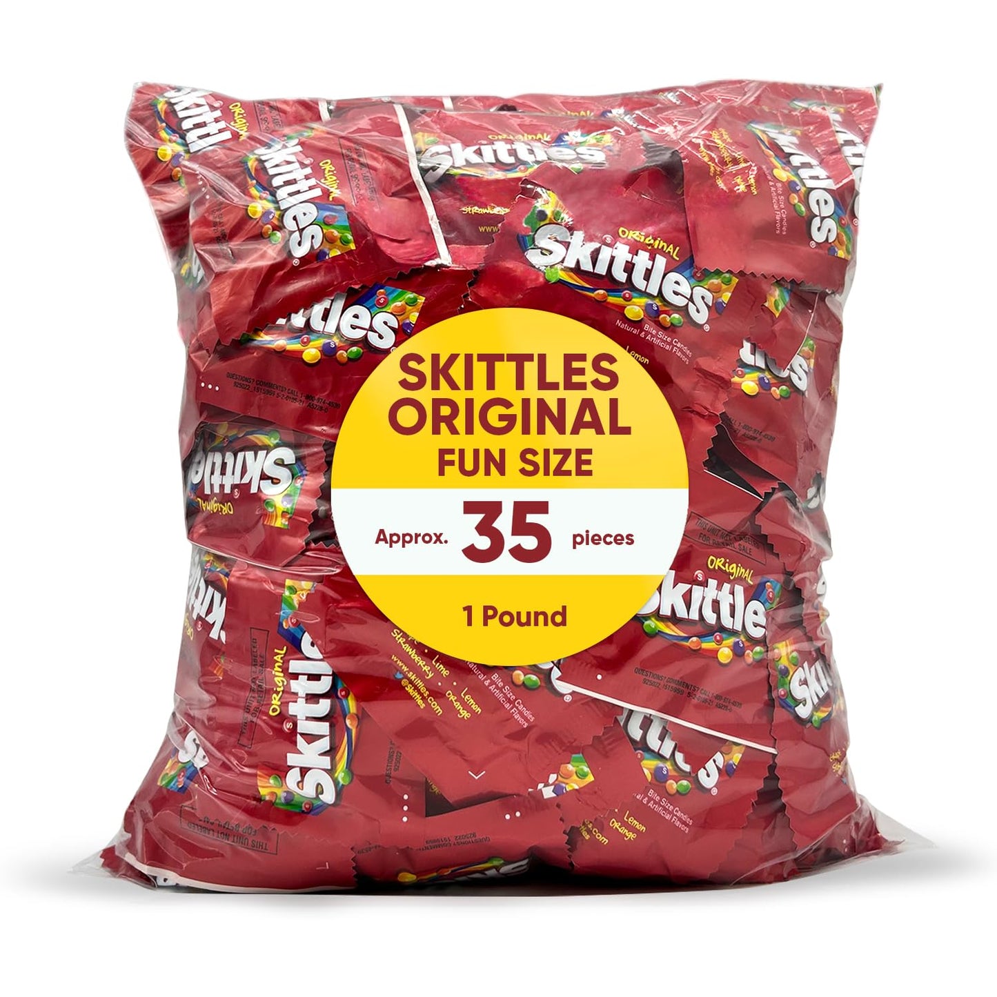 Skitles Original Fun size Chewy Candy 1 Pound Approx 35 pouches - Skitles Bulk Candy - Bite Size Skitles Candy with Natural & Ar