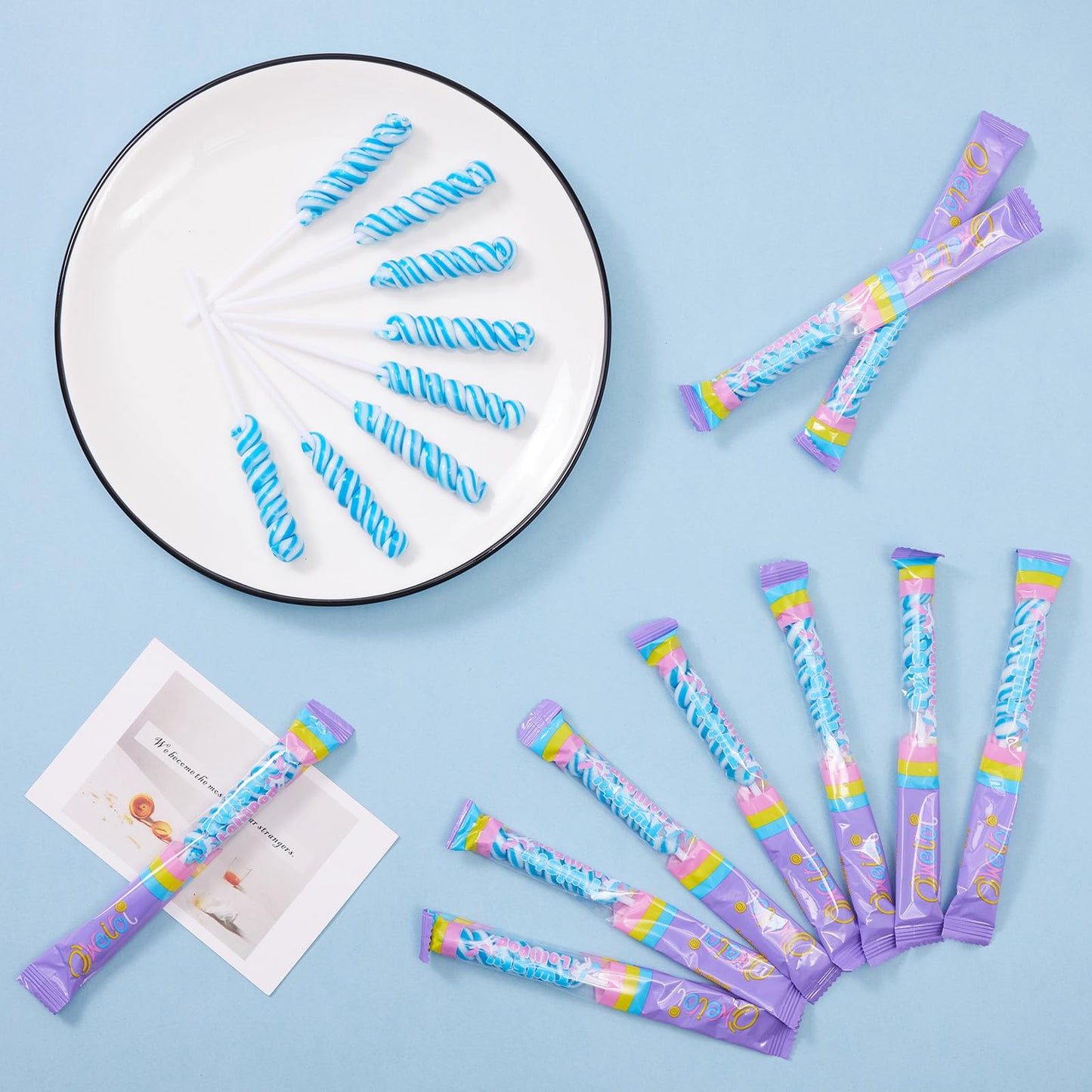 Twist Rainbow Lollipops,Individually Wrapped Bulk Unicorn,For Kid'S Birthday Party,12G Blueberry Flavor 22 Count