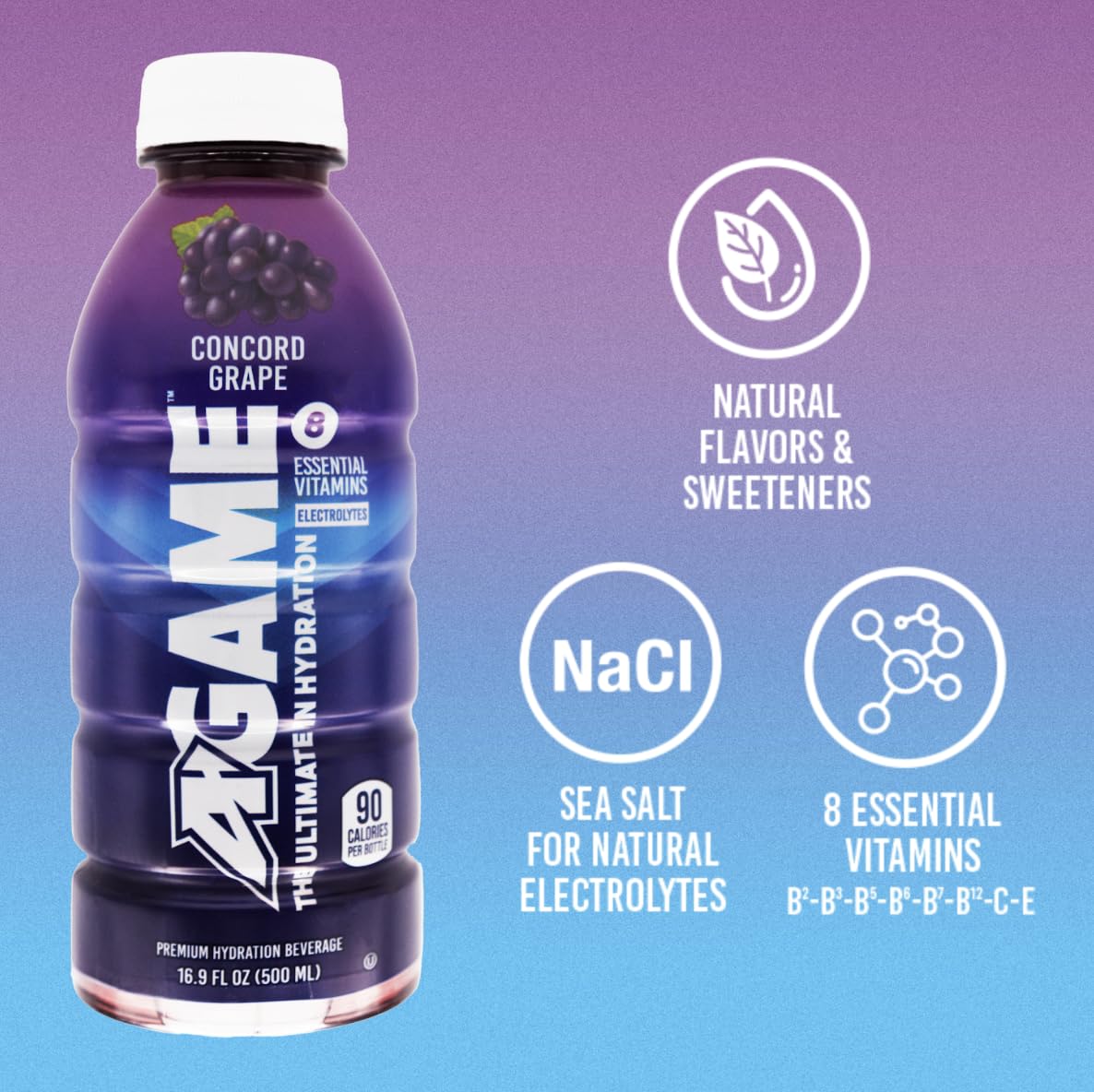 A-GAME Sports Drink, Concord Grape, The Ultimate Hydration Sports Beverage for Athletes, 8 Essential Vitamins including B, C, &